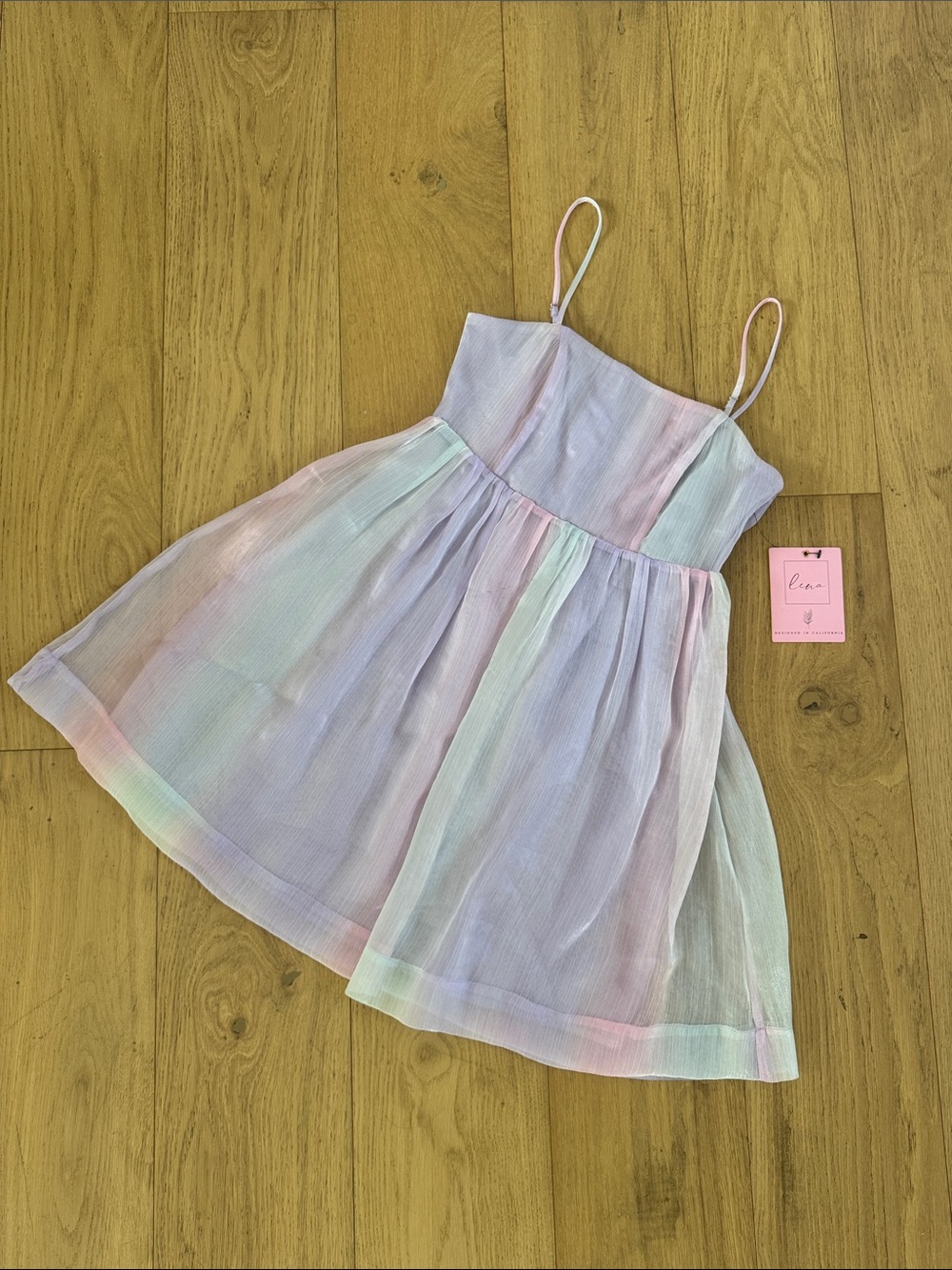 SS8 Pastel Rainbow Spaghetti Lightweight Flowy Adjustable Strap Dress Small
